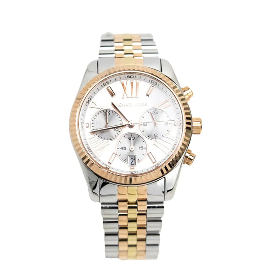 Michael Kors (MK5735) Lexington Chronograph Silver Rose Gold Toned Stainless Steel Watch