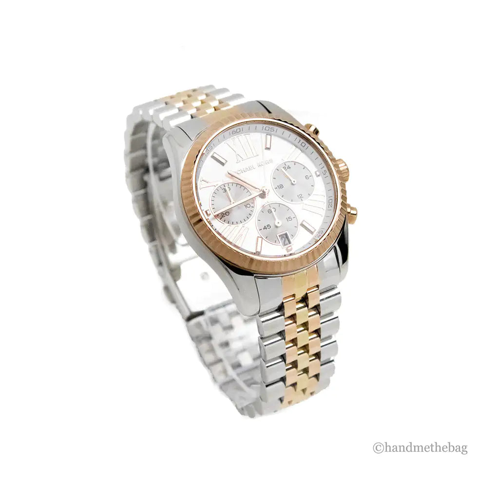 Michael Kors (MK5735) Lexington Chronograph Silver Rose Gold Toned Stainless Steel Watch