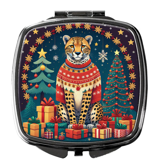 Cheetah Christmas Compact Mirror