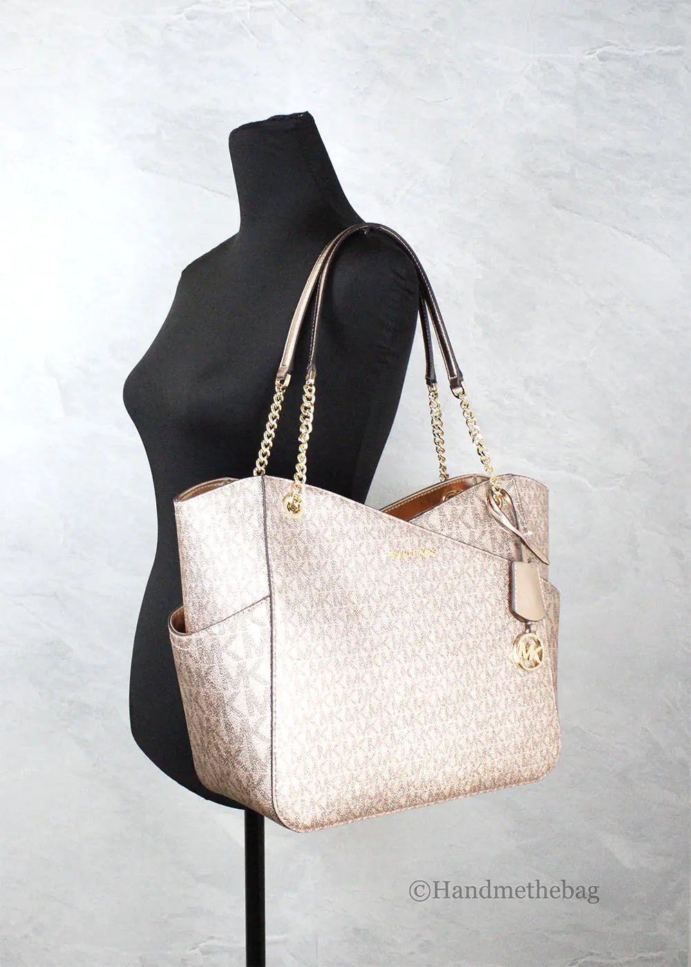 Michael Kors Jet Set Large Rose Gold X Cross Chain Tote