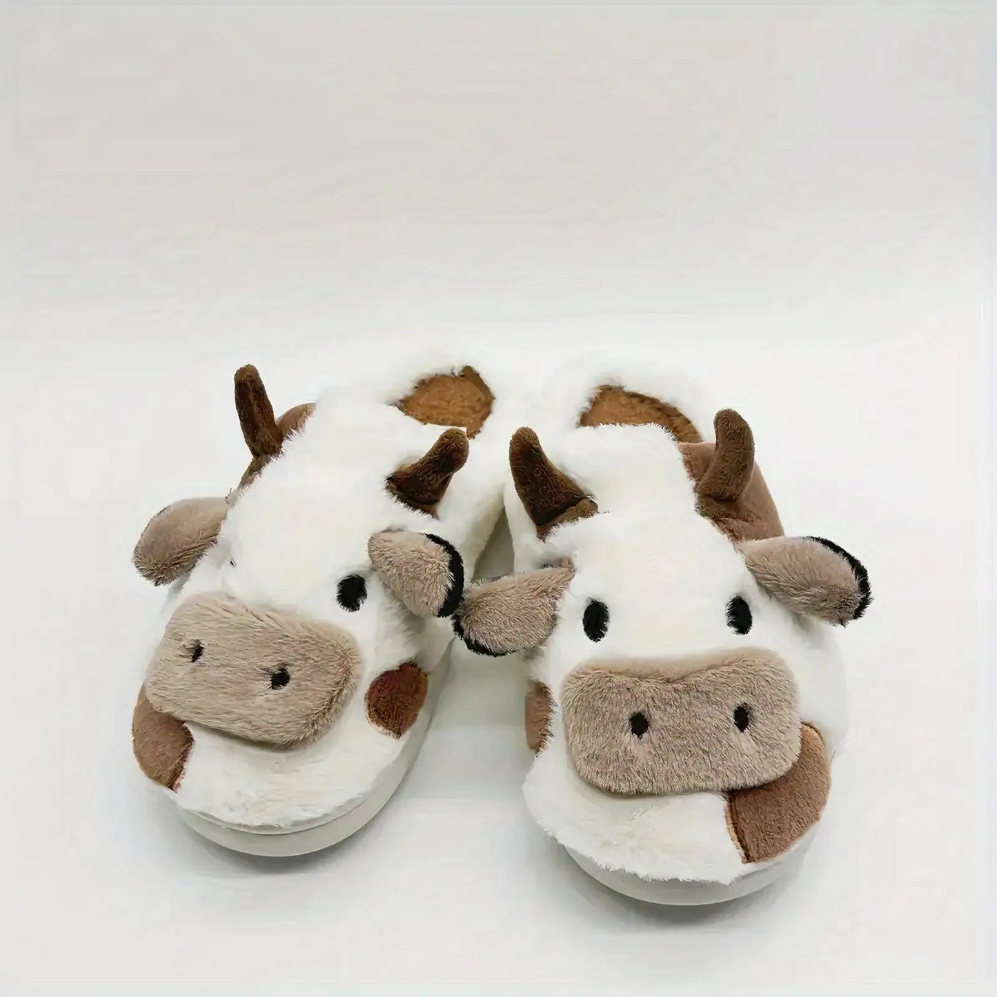 Cute Fuzzy Cow Slippers