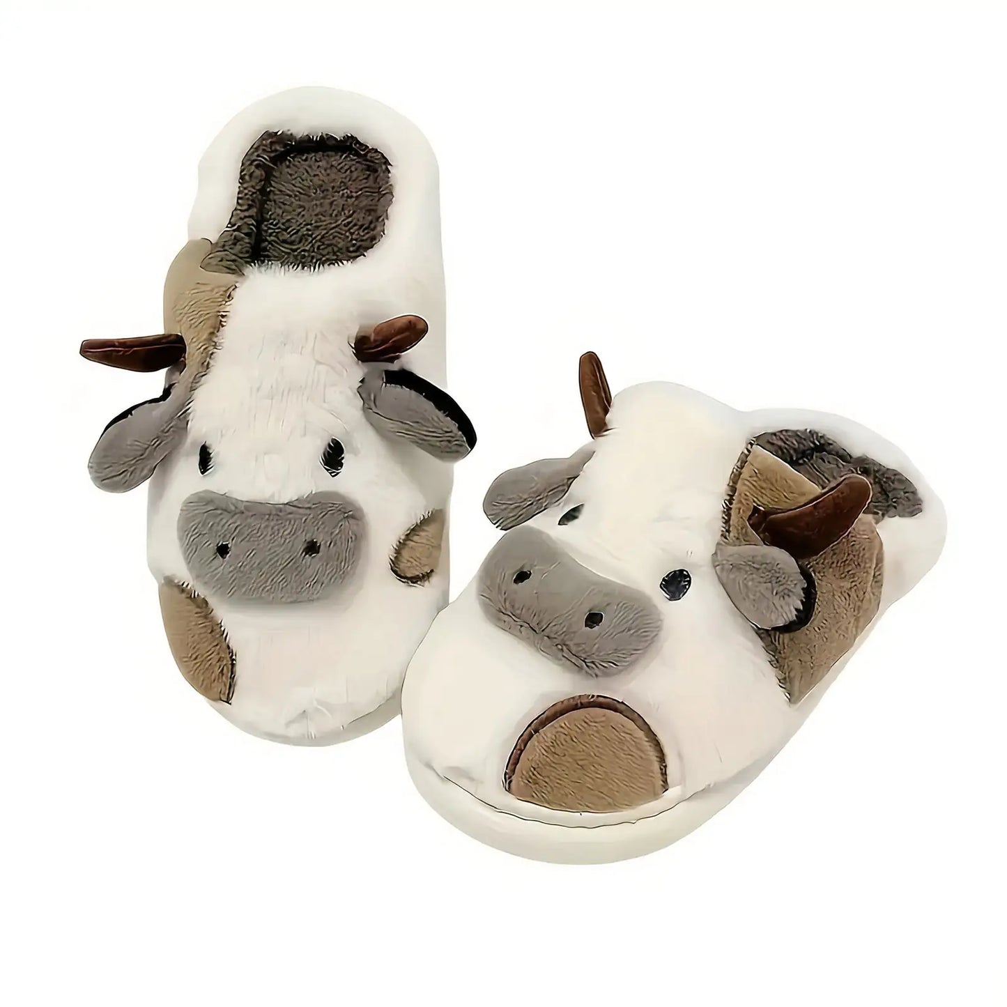 Cute Fuzzy Cow Slippers