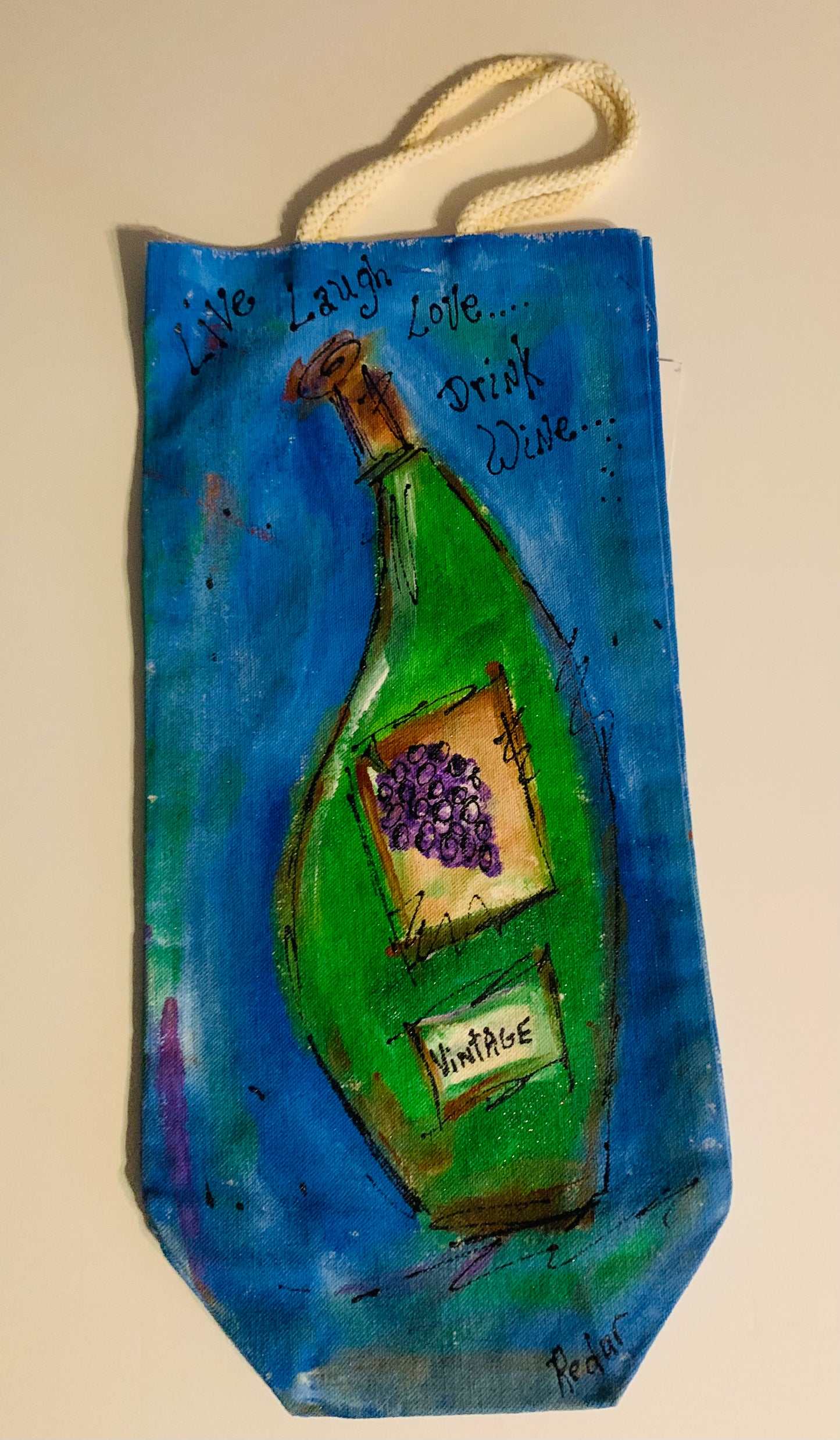 Hand Painted Wine Bag - Live, Laugh, Love - #205