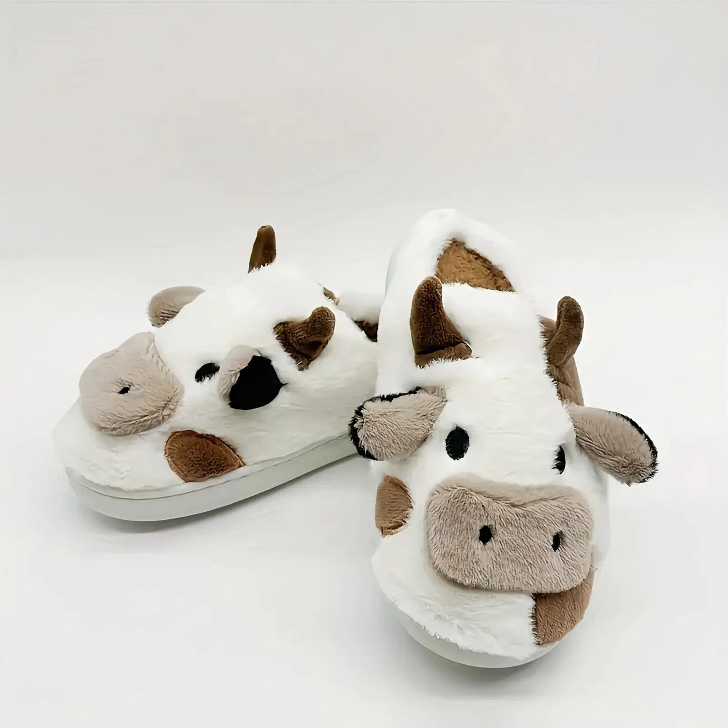 Cute Fuzzy Cow Slippers