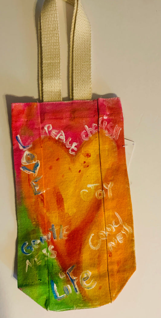 Winebag - hand painted - graffiti - peace&love #222