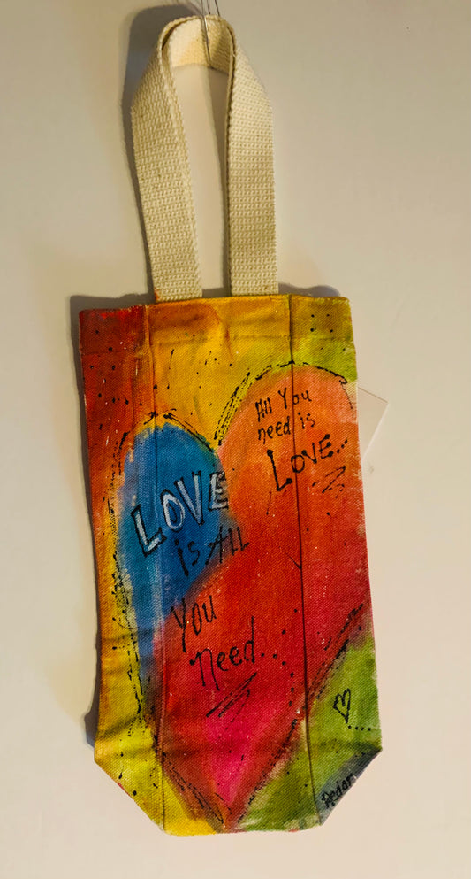 Wine Bag - Hand painted - Heart graffiti - 221